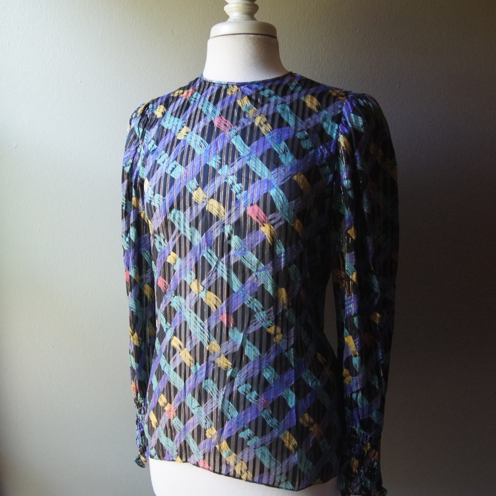 Vintage Mary McFadden Silk Top Small Sheer